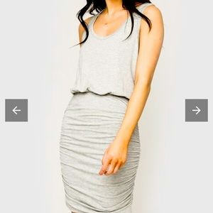 Gibson Look dress. Medium. Heather Grey. Side ruching. New with tags.